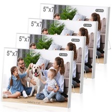 5x7 Acrylic Picture Frame, 4 Pack Clear Acrylic Frame with Stand, Frameless M...