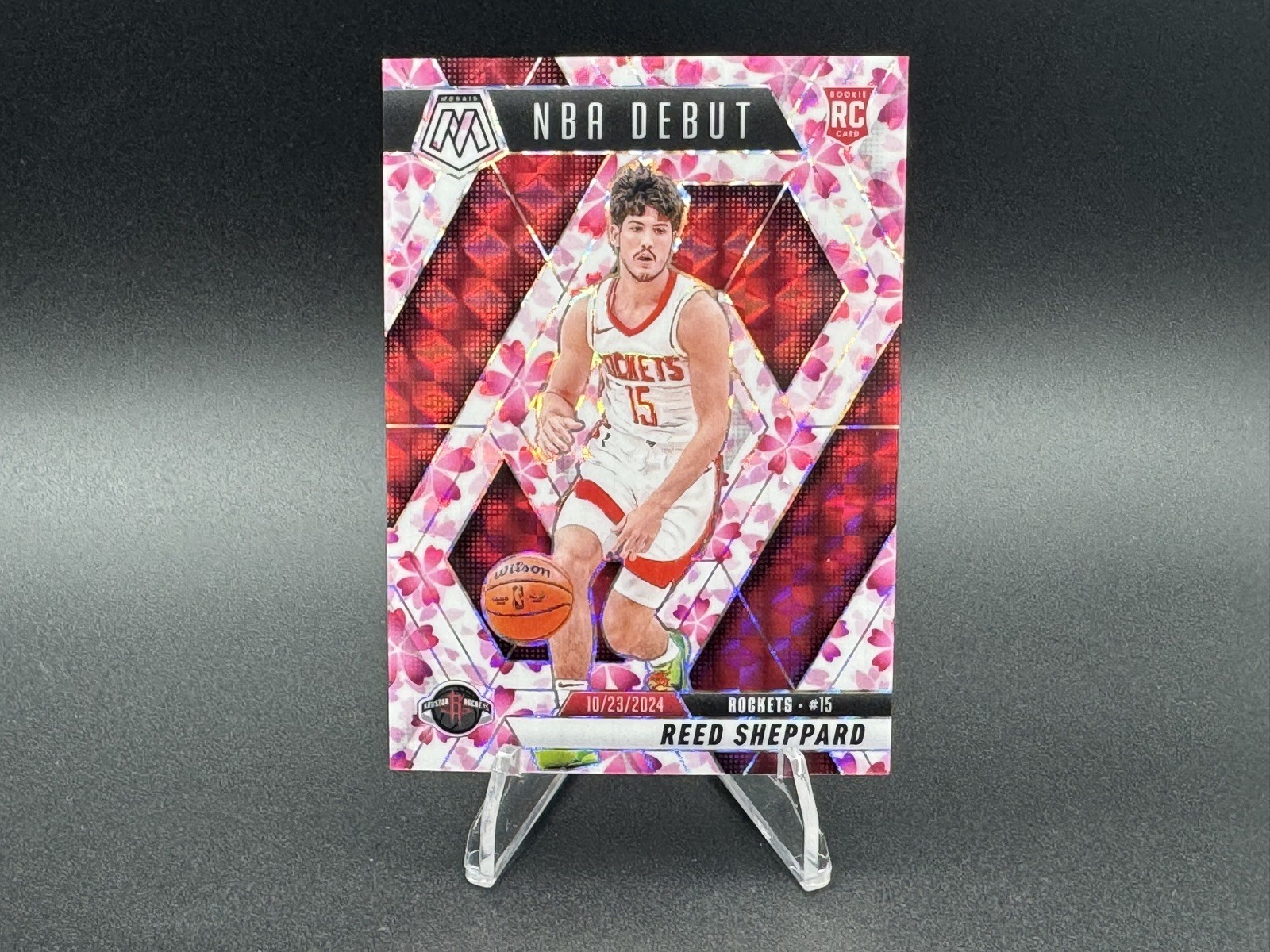 2024-25 Panini Mosaic Reed Sheppard #252 Choice Cherry Blossom NBA Debut RC /20