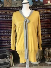 Genuine KFASHION Beni S/M Thin Tunic Pencil SWEATER DRESS Marigold Yellow w/Ties