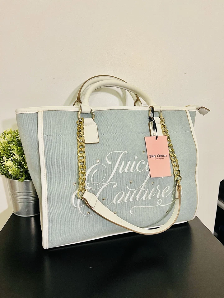 Bolso Grande Juicy Couture Juicy Beach Couture Azul Denim Nuevo con Etiquetas Y2K Foto 4 de 4