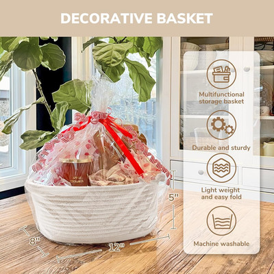 Small Basket for Gifts, Easter Basket for Kids, Empty Gift Baskets with Bags & R