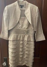 Jessica Howard CHAMPAGNE 2 Piece Set Formal Dress Size 8 Silk-look