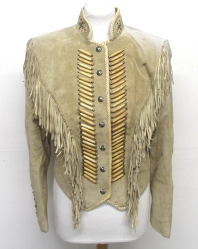RENEGADE REN ELLIS Size 12 Women's Handcrafted Vintage Suede Fringed Jacket.
