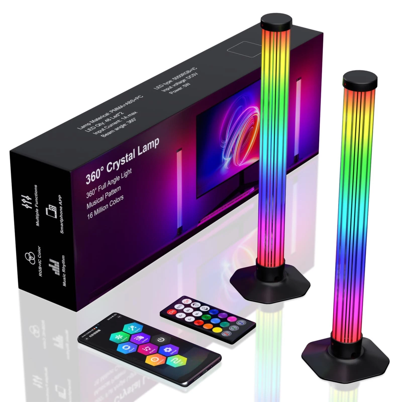 360° RGB Light Bars LED TV Backlight with DIY Music Sync Modes Smart Bluetoot...