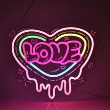 Love Heart Neon Sign, LED Neon Lights for Wedding, Engagement, Valentine's Da...