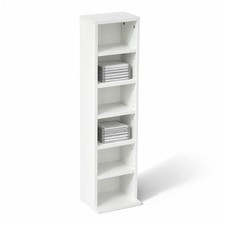 NEW! 6 Tier White Wooden CD DVD Game Book Shelf Storage Tower Rack- Fits 102 CDs