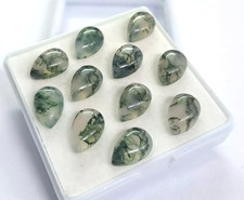 Wholesale Natural Moss Agate Cabochon Pear shape Loose Gemstone Lot Jewellery.