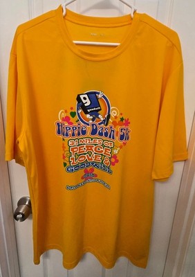 2017 Goodwill Hippie Dash 5K Race T-Shirt Yellow Orange Performance 2XL Tampa 