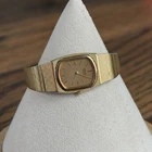 Vintage Seiko Quartz Gold Tone Mesh Band Watch Rectangular Case Untested
