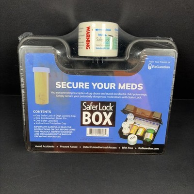 NEW Safer Lock Box Safe Case Medication Secure 4 Digit Combination Locking Cap