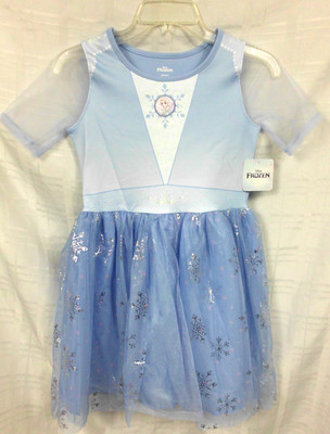 Disney Princess Elsa Frozen Girls Dress Size L 10/12 Tutu Blue Cosplay Costume
