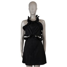 74425 auth ZIMMERMANN black linen 2022 POSTCARD CUT-OUT MINI Dress 0 XS
