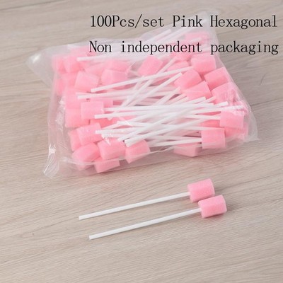 100pcs Disposable Oral Care Sponge Swab Tooth Cleaning Mouth Swabs With Stick