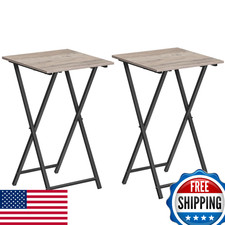 HOOBRO Folding TV Tray Table, Set of 2, Portable Sofa Side Snack, Wood