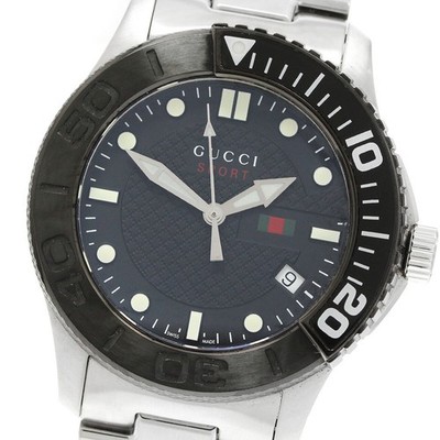 Gucci G-Timeless Sport schwarzes Zifferblatt Quarz Herrenuhr SS aus Japan