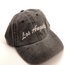 Los Angeles white script spell out gray cotton baseball cap