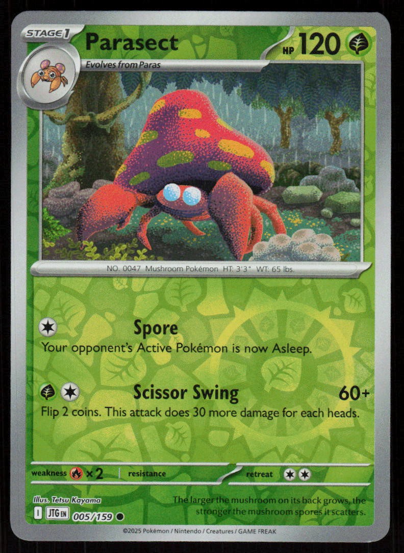 Parasect 005/159 Common Journey Together Pokemon Reverse Holo Near Mint