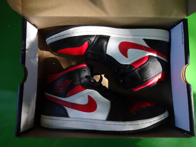 Nike Air Jordan 1 Mid Black Fire Red EUR 44,5 / UK 9,5 - mit Karton -