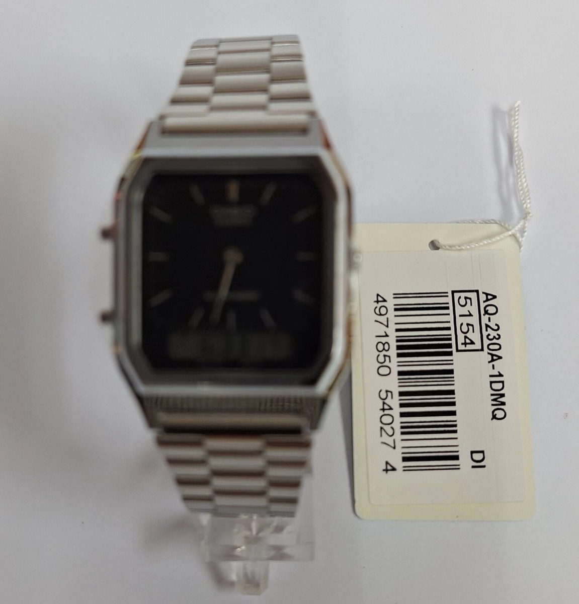 Casio AQ-230A-1D Silver and Black Dual Time Analog-Digital