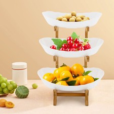 3 Tier Serving Bowls with Tray Snack Dessert Cake Stand Fruit Bowl for Party