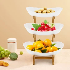 3 Tier Serving Bowls with Tray Snack Dessert Cake Stand Fruit Bowl for Party