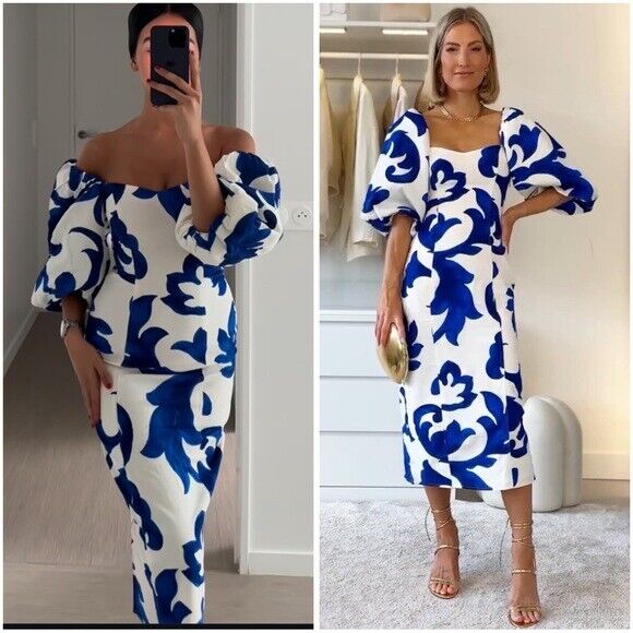 H&M Balloon-sleeved Dress Midi New M NWT | eBay H&M Balloon-sleeved Dress Midi New M NWT | eBay