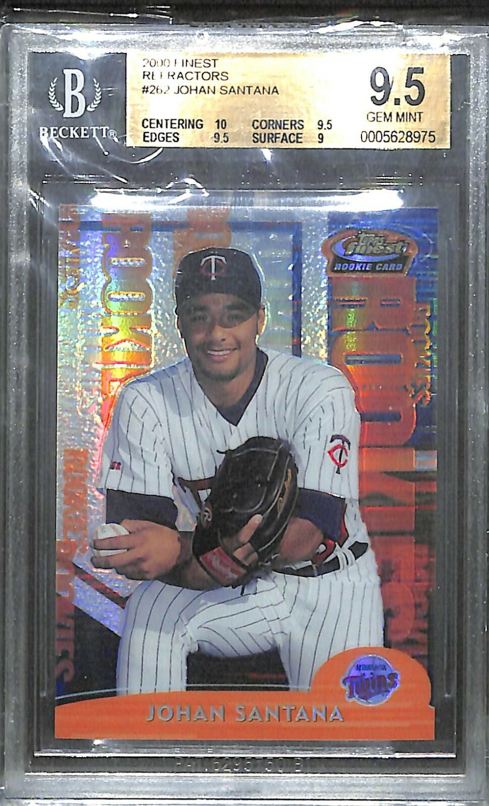 2000 Topps Finest Refractor #262 Johan Santana No 46 of 1000 BGS 9.5