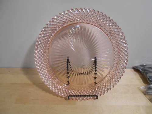 Miss America Hocking Glass Pink Dinner Plate 10 1/4" Depression Era Uranium 8137
