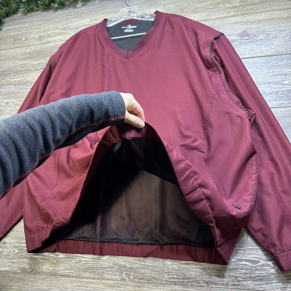 GRAND SLAM Jacket Size 2XL, XXL Men’s V-neck Pullover Windbreaker Maroon Red - Image 4 of 4