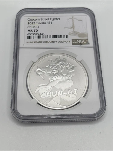 2022 Tuvalu S $1 Capcom Street Fighter Chun-Li 1 Oz SILVER NGC MS70