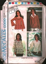 5300 Vintage McCalls SEWING Pattern Misses 1970s Set of Tops Blouse Shirt OOP  S