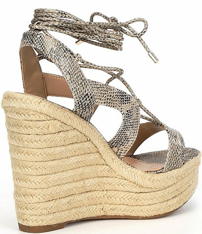 ALDO●ティルダ ウェッジサンダル - black Aldo Oxandra Snake Embossed Ghillie Lace Up Platform