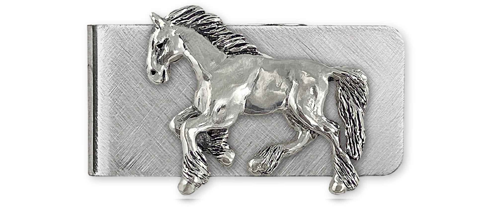 Sterling Silver Stainless Steel Clydesdale Draft Horse Money Clip Handmade-image