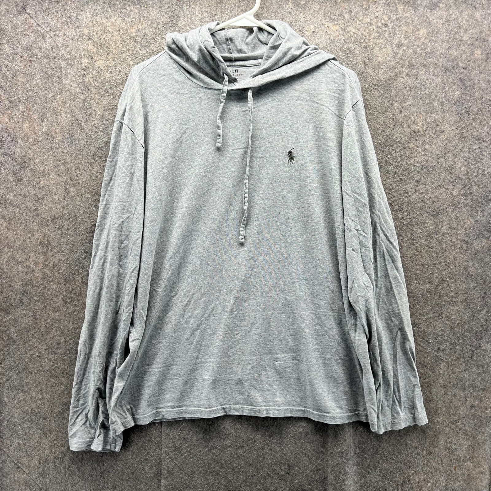 Polo Ralph Lauren Felpa con Cappuccio Uomo Grande Grigio Pullover Pony Felpa Leggera
