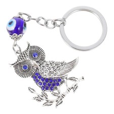 Blue Eye Owl Keychain Delicate Bag Hanging Ornament Unique Key Ring Decoration