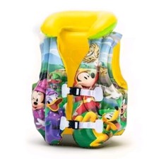 Mickey  Roadster Swim Vest Inflatable Buckles Jacket Child 40-60 lbs Kids NIB