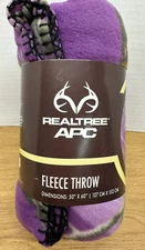 Realtree APC Fleece Throw Blanket 50”x60” Purple w/ Branches