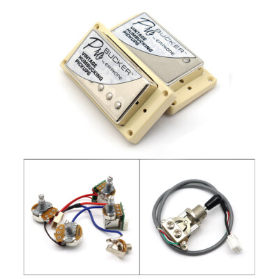 Set of ProBucker Guitar Humbucker Pickup and Wiring Harness For LP SG EPI Silver