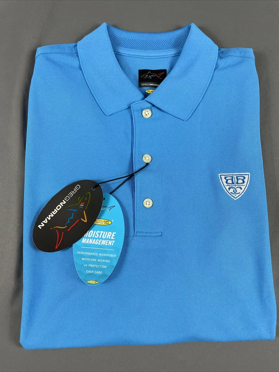 Greg Norman Golf Shirt Polo Play Dry Chest Logo Small Royal Blue