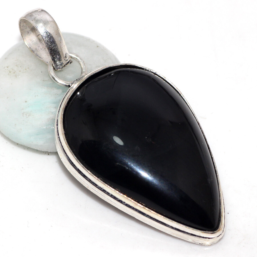 925 Silver Black Onyx Ethnic Handmade Pendant Jewelry 2 Inches JW