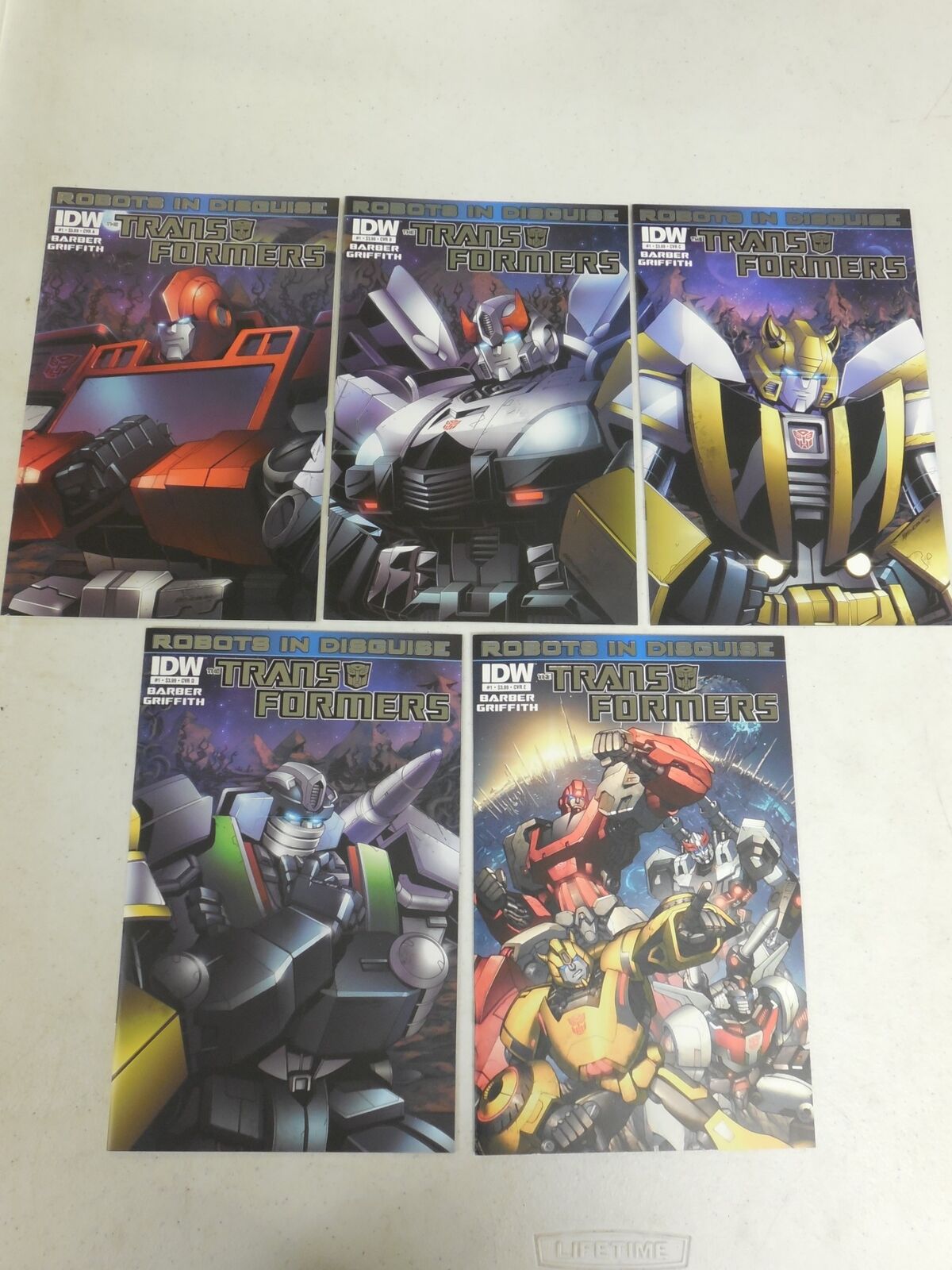 5x 2012 TRANSFORMERS Robots In Disguise # 1 Comic VARIANT SET A B C D E ~ RID NM