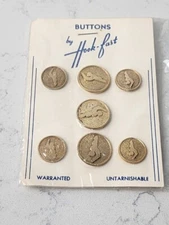 Art Deco 7 Swimming Buttons by Hook-Fast Logo Cardigan Sports Tom Daley Vintage