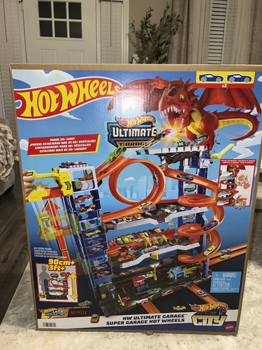 Garage Ultimate Hot Wheels City - Avec 2 Voitures + Rangement Pour 50+ Voitures - Grand Coffret Jeu