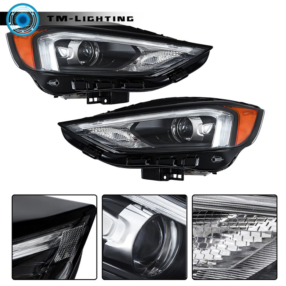 Faro negro Ford Edge 2019 2020 2021 2022 2023 con LED DRL lado derecho e izquierdo Foto 3 de 4