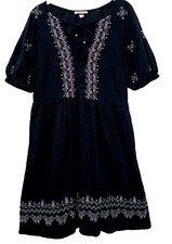 🌿🌸 KNOX ROSE BLUE EMBROIDERED COTTON BOHO PEASANT DRESS WOMEN'S SIZE SMALL🌸🌿