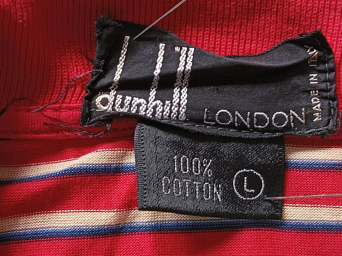 Vtg dunhill Made in Italy Red Striped Mercerized Knit Cotton Vtg dunhill Made in Italy Red Striped Mercerized Knit Cotton