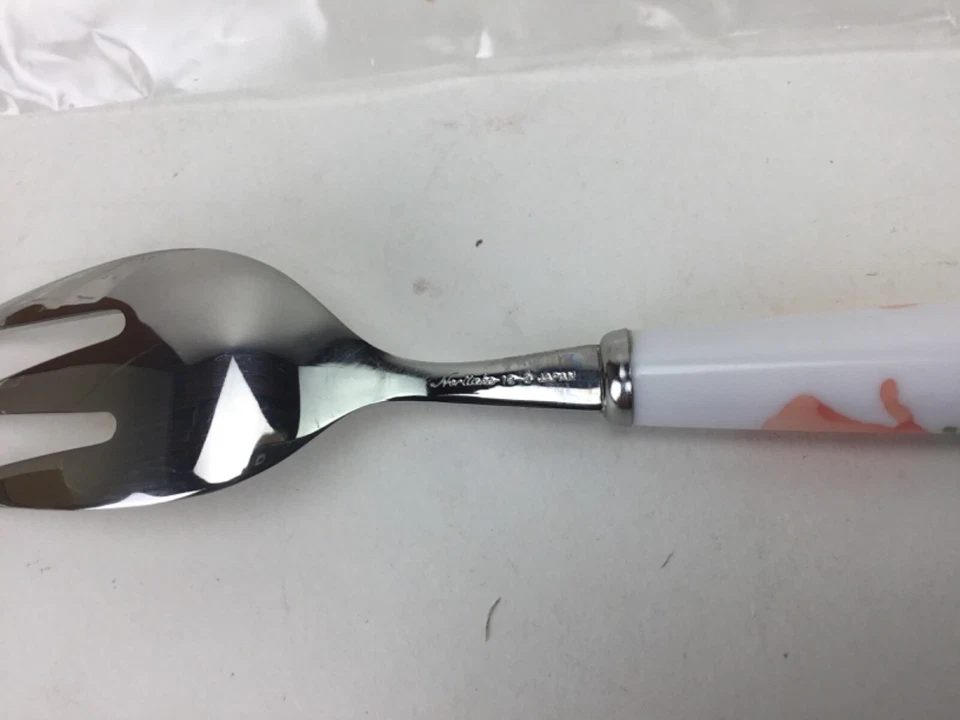 NEW Noritake BRIGHT SIDE Stainless Peach Flower Flatware 4 Salad Dessert Forks - Image 3 of 4
