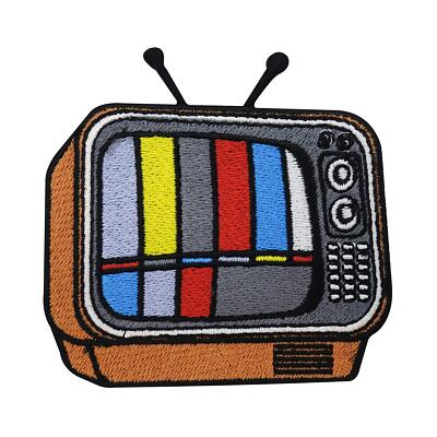 Oranger Retro Fernseher Patch zum Aufbügeln | Vintage Patches Old School Flicken