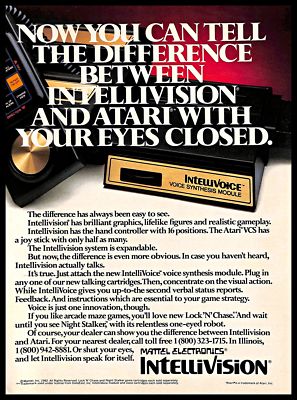 1982 Mattel Electronics Intellivision Intellivoice Module Vintage PRINT AD 1980s