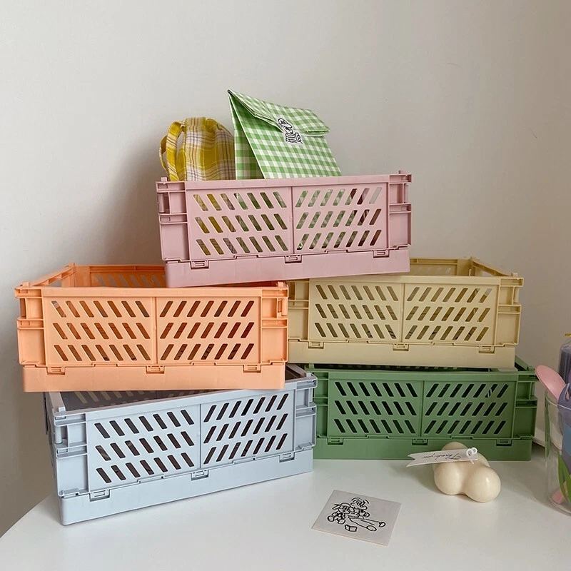 Cute Storage Crates Organizer Foldable Collapsible Stackable Boxes Baskets  Y2K